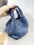 Mini Evening Bag Rhinestone Decor Glamorous Blue