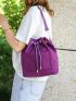 Minimalist Bucket Bag Drawstring Design Pocket Front