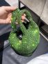 Mini Evening Bag Rhinestone Decor Glamorous Green