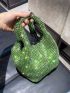 Mini Evening Bag Rhinestone Decor Glamorous Green