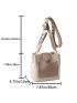 Mini Bucket Bag Two Tone Button Decor