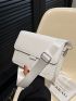 Mini Flap Square Bag Geometric Embossed White