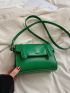 Mini Flap Square Bag Letter Embossed Solid Green