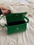 Mini Flap Square Bag Letter Embossed Solid Green