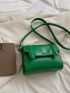 Mini Flap Square Bag Letter Embossed Solid Green