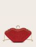 Rhinestone Decor Novelty Bag Red Lip Design