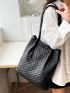 Minimalist Shoulder Tote Bag Quilted Pattern Nylon