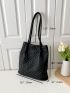 Minimalist Shoulder Tote Bag Quilted Pattern Nylon