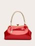 Glossy Handbag For Women, Fashion Tote Bag With Rhinestone Decor For Wedding