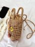 Mini Straw Bag Flower & Bow Decor Drawstring Design