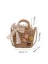 Mini Straw Bag Flower & Bow Decor Drawstring Design