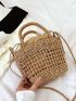 Mini Straw Bag Flower & Bow Decor Drawstring Design