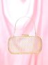 Mini Box Bag Metallic Hollow Out Design, Perfect Bride Purse For Wedding, Prom & Party Events