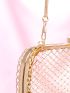 Mini Box Bag Metallic Hollow Out Design, Perfect Bride Purse For Wedding, Prom & Party Events