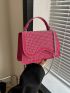 Small Flap Square Bag Studded Decor Neon Pink