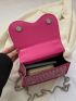 Small Flap Square Bag Studded Decor Neon Pink