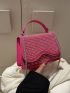 Small Flap Square Bag Studded Decor Neon Pink