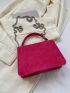 Small Flap Square Bag Studded Decor Neon Pink