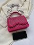 Small Flap Square Bag Studded Decor Neon Pink