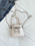 Mini Flap Square Bag Bow & Rhinestone Decor