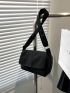 Mini Flap Messenger Bag Solid Black