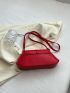 Red Square Bag Buckle Decor Minimalist Flap