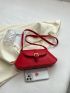 Red Square Bag Buckle Decor Minimalist Flap