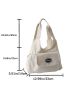 Letter Patch Decor Shopper Bag Double Handle Unisex Style