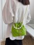 Mini Bucket Bag Neon Green Faux Pearl Chain Strap