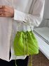 Mini Bucket Bag Neon Green Faux Pearl Chain Strap