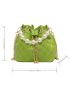 Mini Bucket Bag Neon Green Faux Pearl Chain Strap