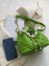 Mini Bucket Bag Neon Green Faux Pearl Chain Strap