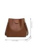 Small Bucket Bag Stitch Detail Brown Elegant For Work