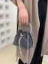 Mini Bucket Bag Studded Decor Ring Strap For Party