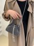 Mini Bucket Bag Studded Decor Ring Strap For Party