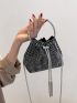 Mini Bucket Bag Studded Decor Ring Strap For Party