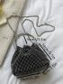 Mini Bucket Bag Studded Decor Ring Strap For Party