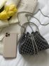 Mini Bucket Bag Studded Decor Ring Strap For Party