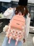 5pcs Backpack Set Cartoon Pattern Classic Backpack Top Handle Bag Square Bag With Bag Charm