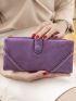 Purple Long Wallet Stitch Detail Credit Card Holder