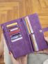 Purple Long Wallet Stitch Detail Credit Card Holder