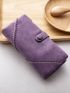 Purple Long Wallet Stitch Detail Credit Card Holder