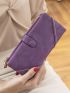 Purple Long Wallet Stitch Detail Credit Card Holder