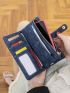 Blue Long Wallet Stitch Detail Credit Card Holder