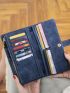 Blue Long Wallet Stitch Detail Credit Card Holder