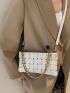 White Square Bag Braided Textured Chain PU For Daily Life