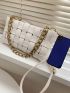 White Square Bag Braided Textured Chain PU For Daily Life