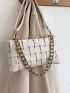 White Square Bag Braided Textured Chain PU For Daily Life