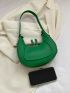 Mini Hobo Bag Fashionable Green Embossed Detail Top Handle PU For Daily Life