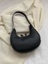 Mini Hobo Bag Fashionable Black Embossed Detail Top Handle PU For Daily Life